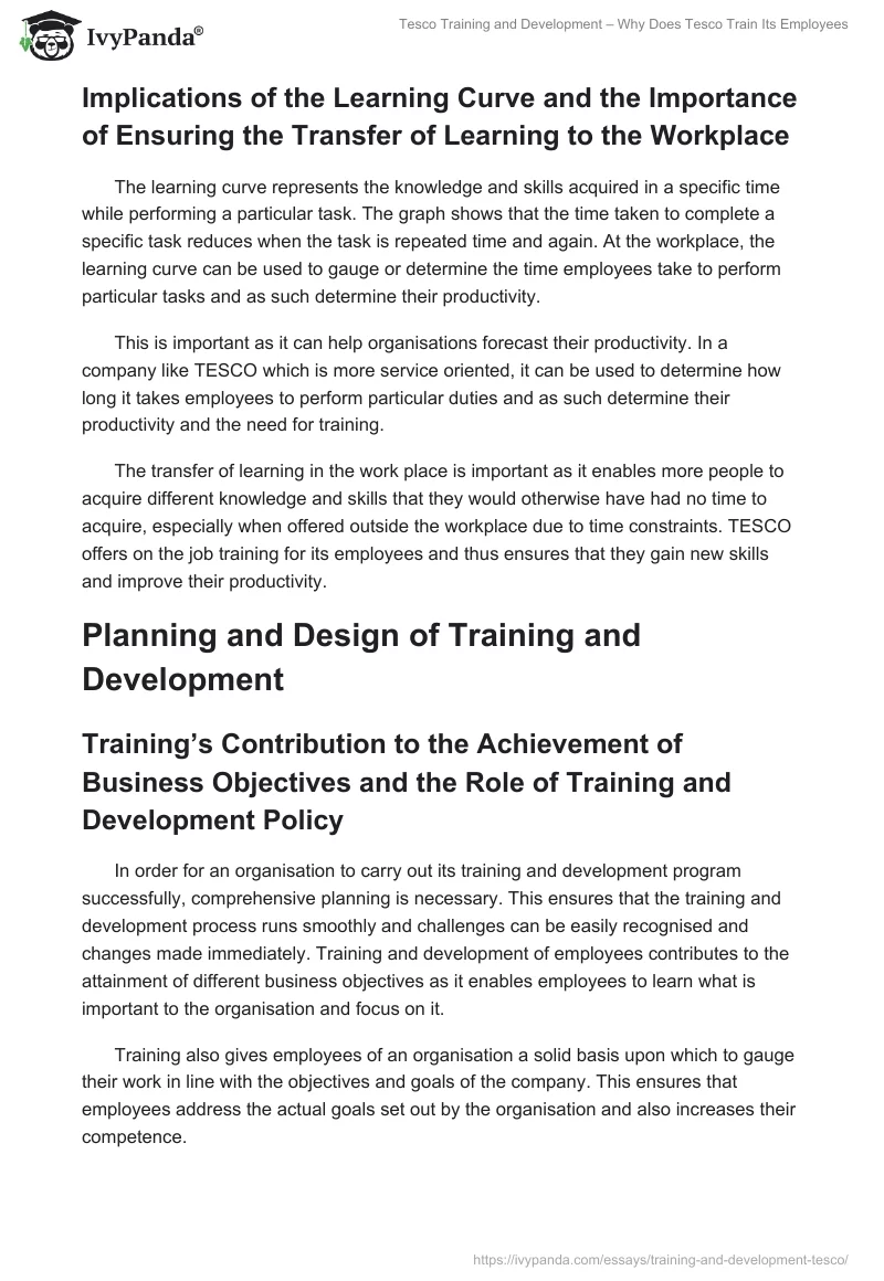 Tesco Training and Development – Why Does Tesco Train Its Employees. Page 4