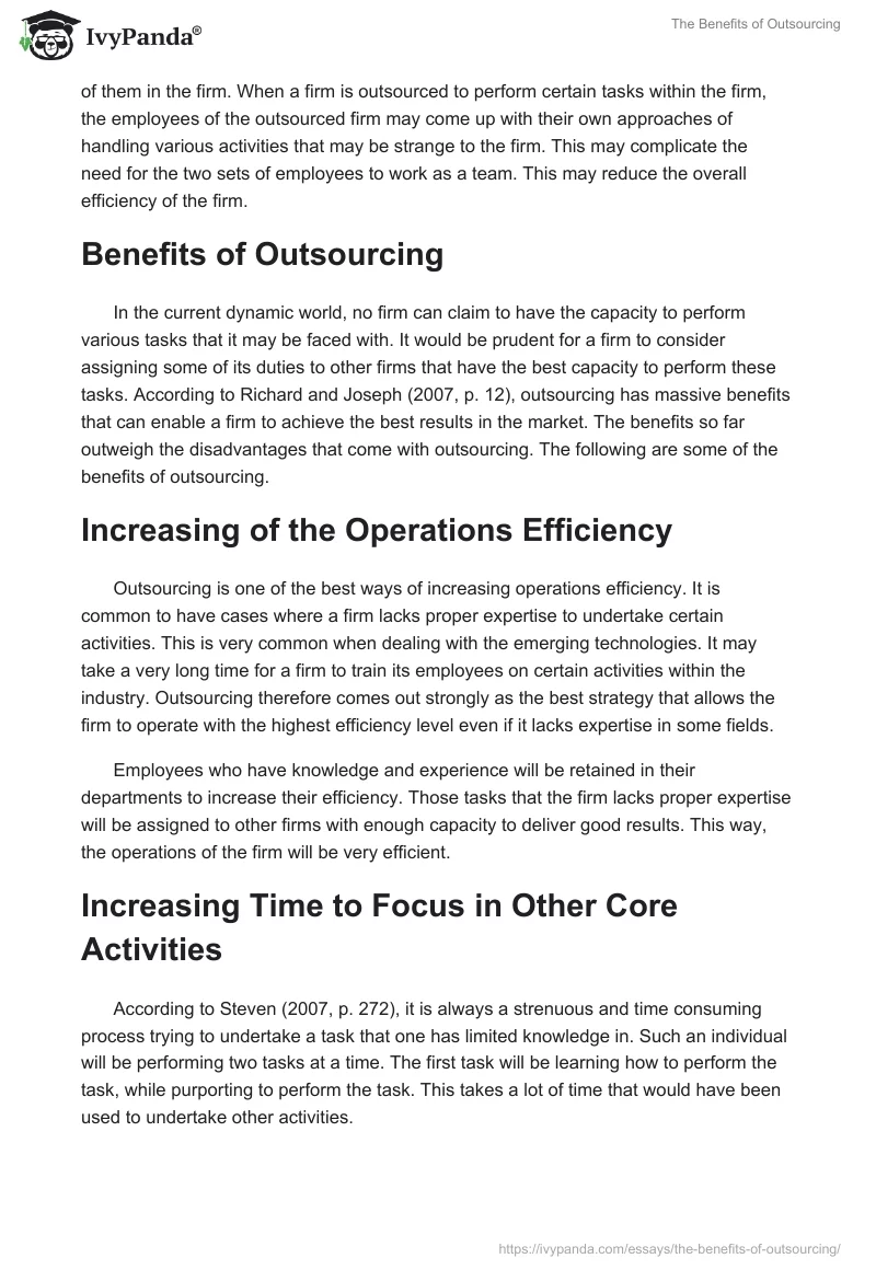 The Benefits of Outsourcing. Page 5