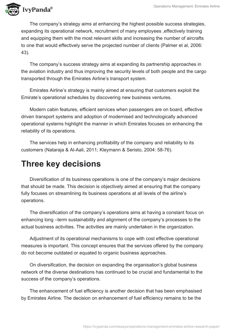Operations Management: Emirates Airline. Page 2