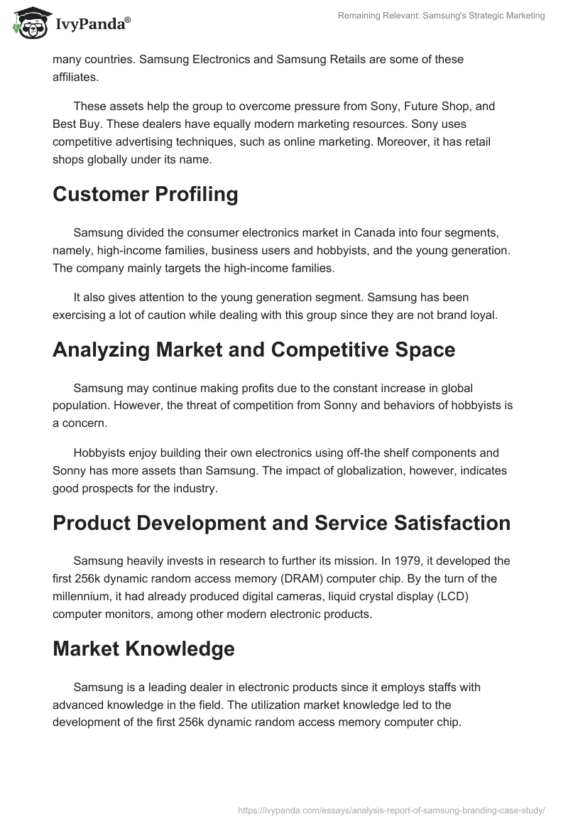 Remaining Relevant: Samsung's Strategic Marketing. Page 2