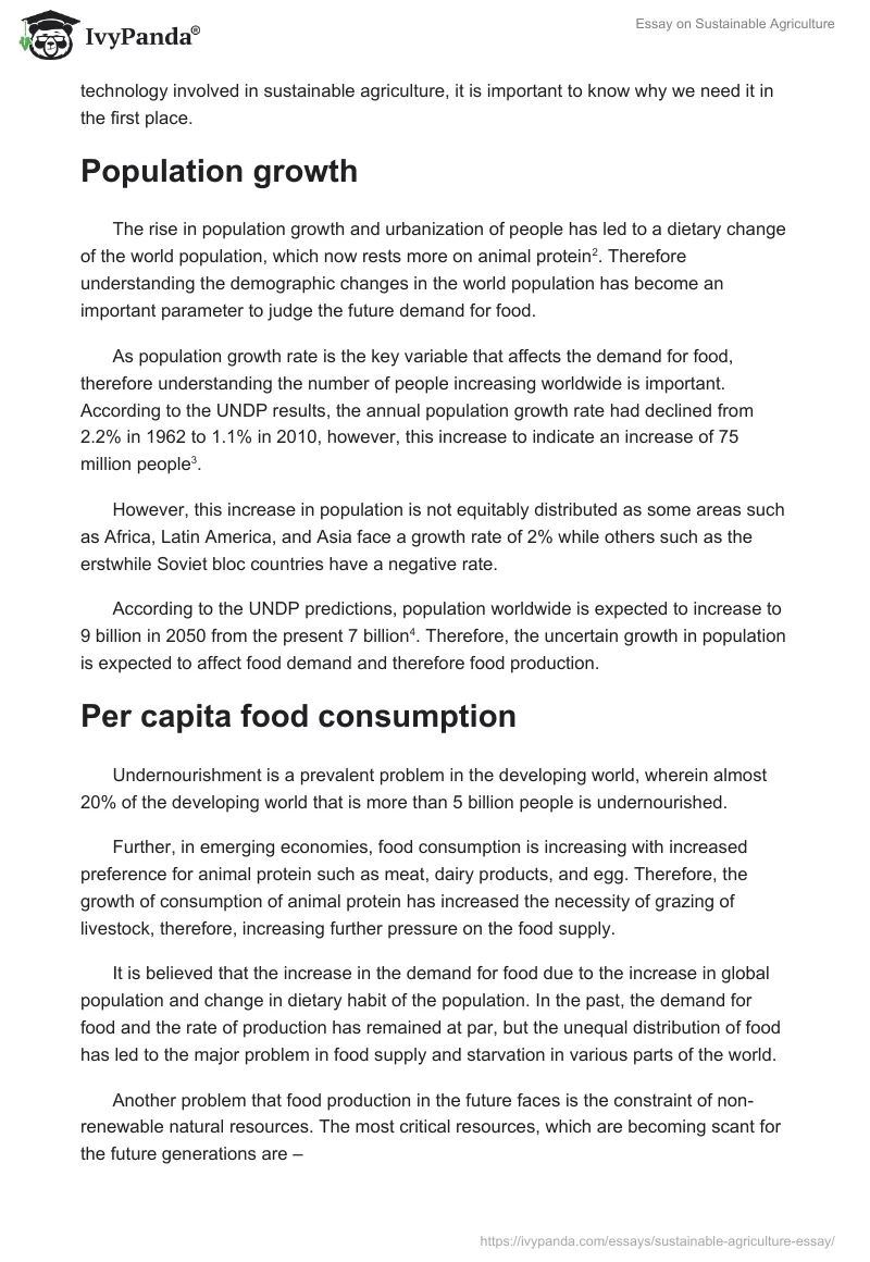 Essay on Sustainable Agriculture. Page 2