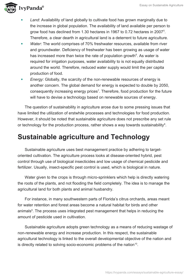 Essay on Sustainable Agriculture. Page 3