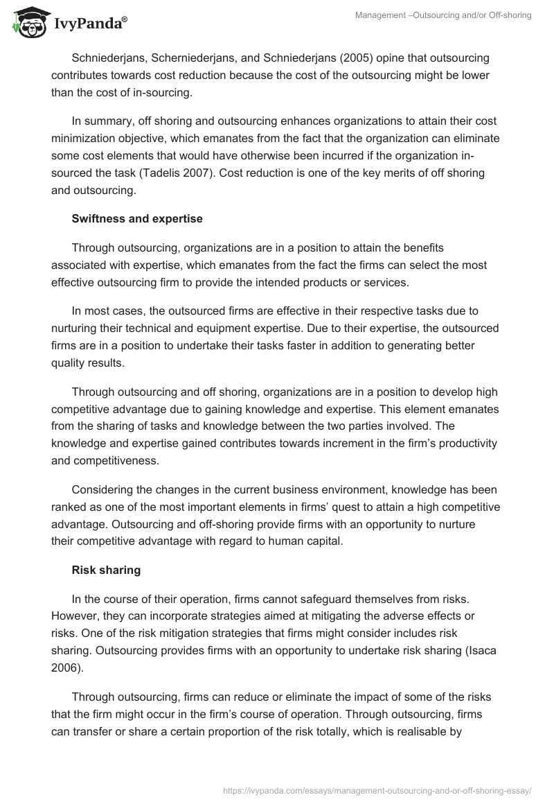 Management –Outsourcing and/or Off-Shoring. Page 4