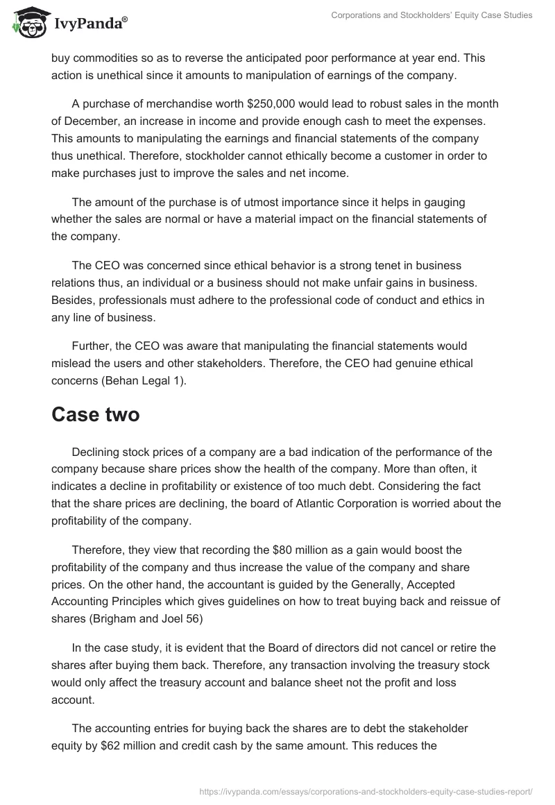 Corporations and Stockholders’ Equity Case Studies. Page 2