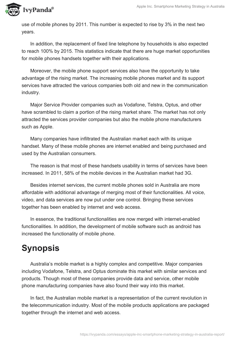 Apple Inc. Smartphone Marketing Strategy in Australia. Page 2