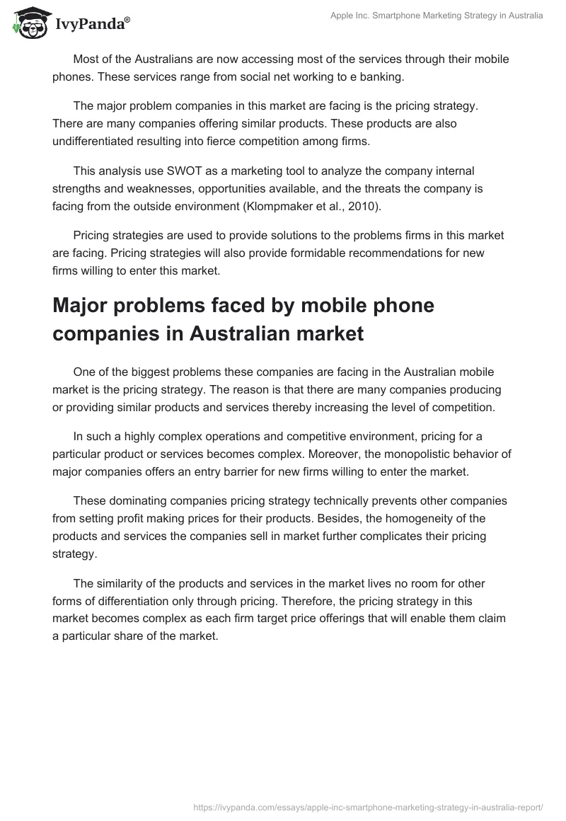 Apple Inc. Smartphone Marketing Strategy in Australia. Page 3