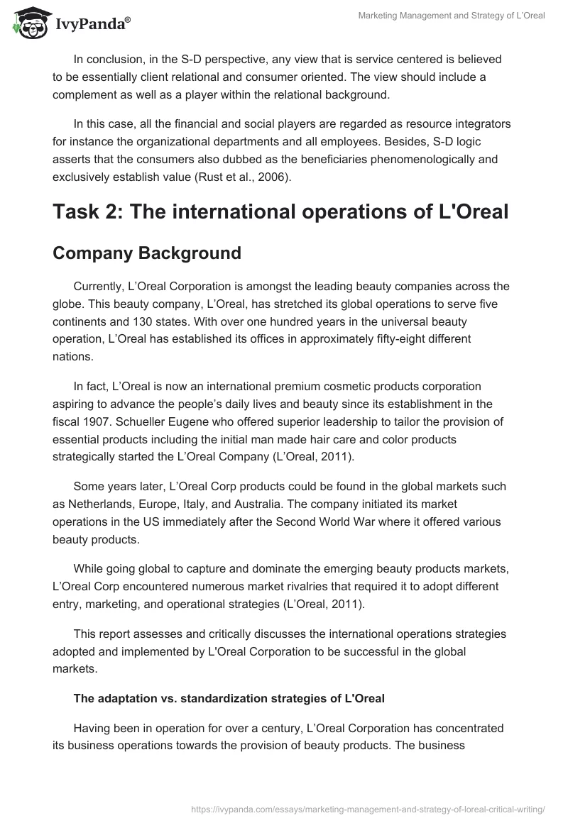 Marketing Management and Strategy of L’Oreal. Page 4