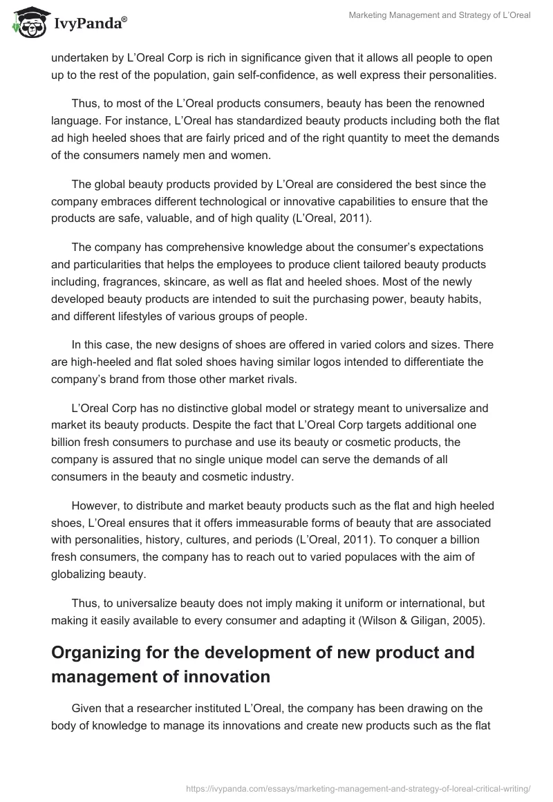 Marketing Management and Strategy of L’Oreal. Page 5
