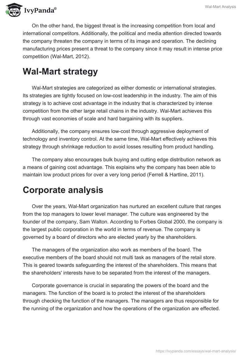 Wal-Mart Analysis. Page 2