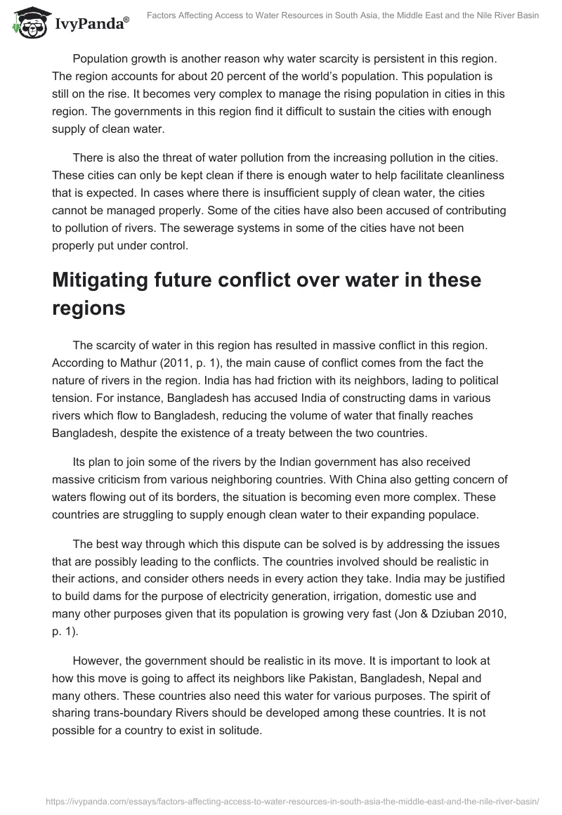 Factors Affecting Access to Water Resources in South Asia, the Middle East and the Nile River Basin. Page 3