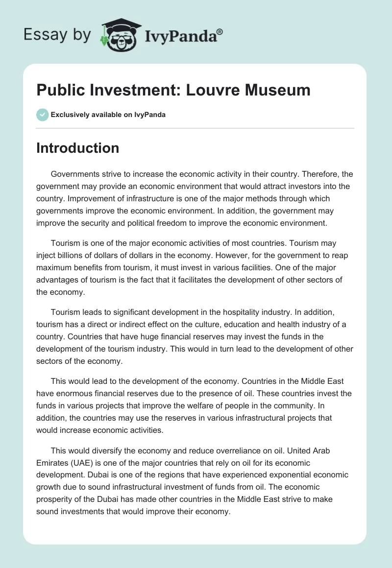 Public Investment: Louvre Museum. Page 1