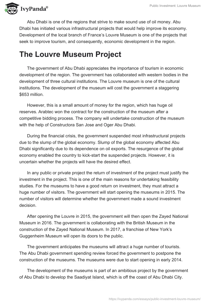 Public Investment: Louvre Museum. Page 2