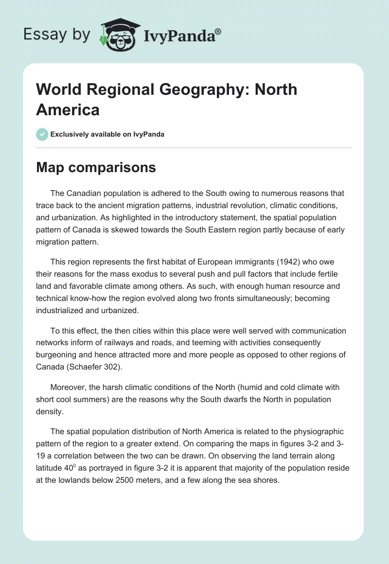 World Regional Geography: North America. Page 1