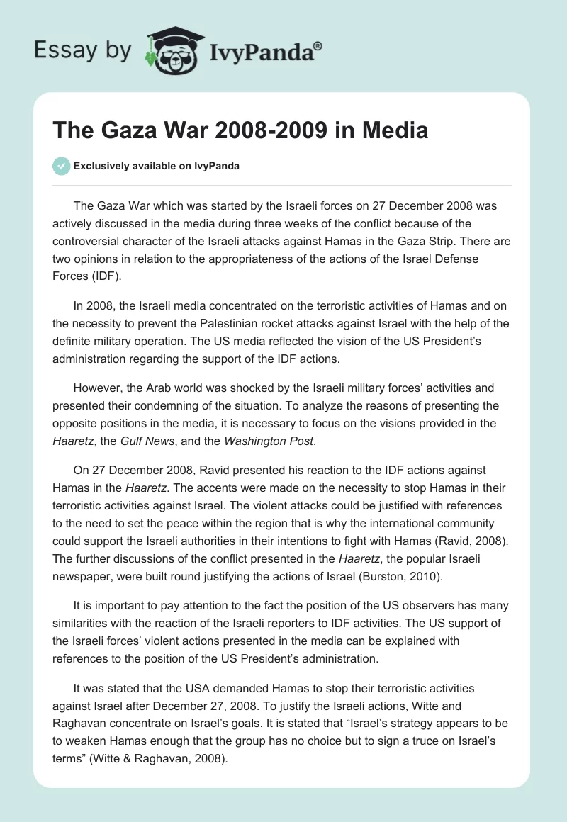 The Gaza War 2008-2009 in Media. Page 1