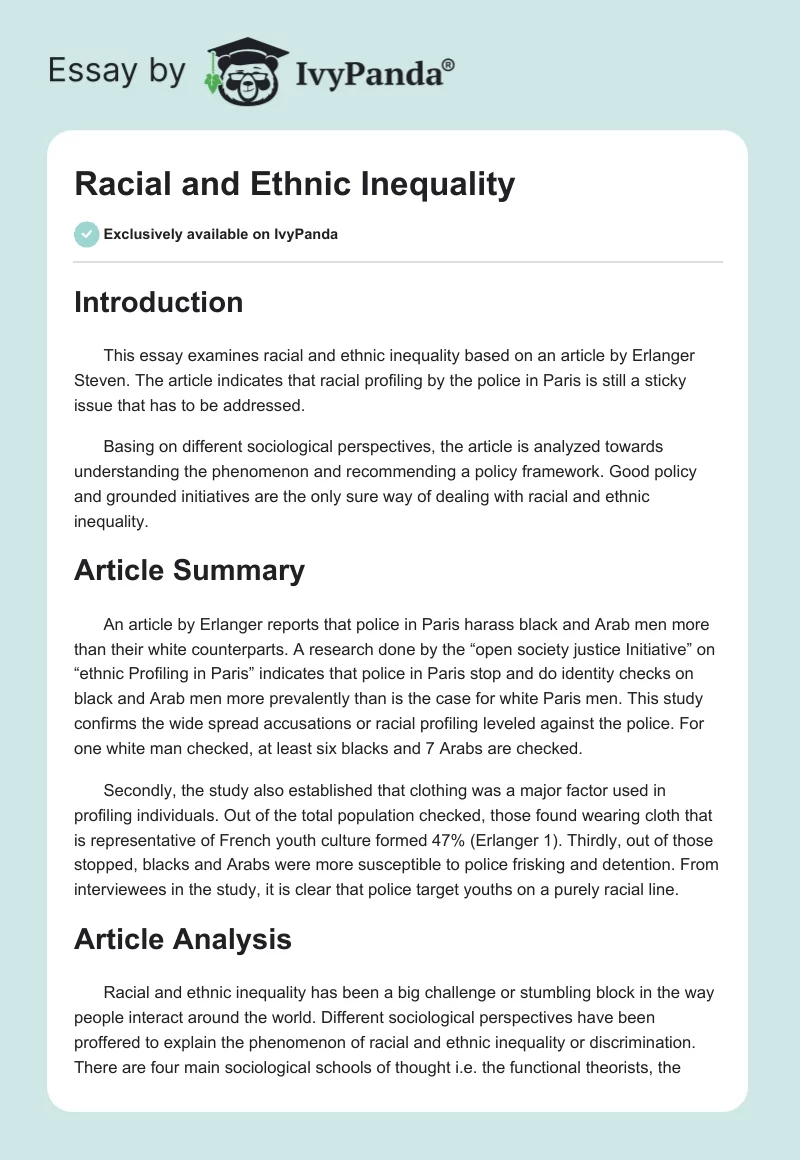 Racial and Ethnic Inequality. Page 1