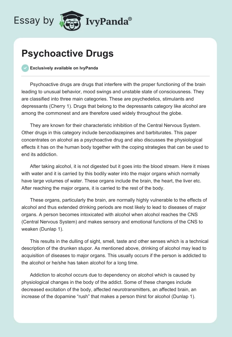 psychoactive drugs essay