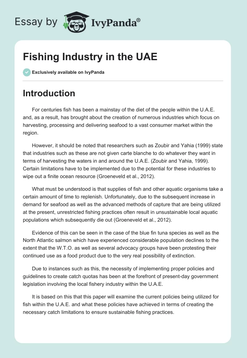Fishing Industry in the UAE. Page 1