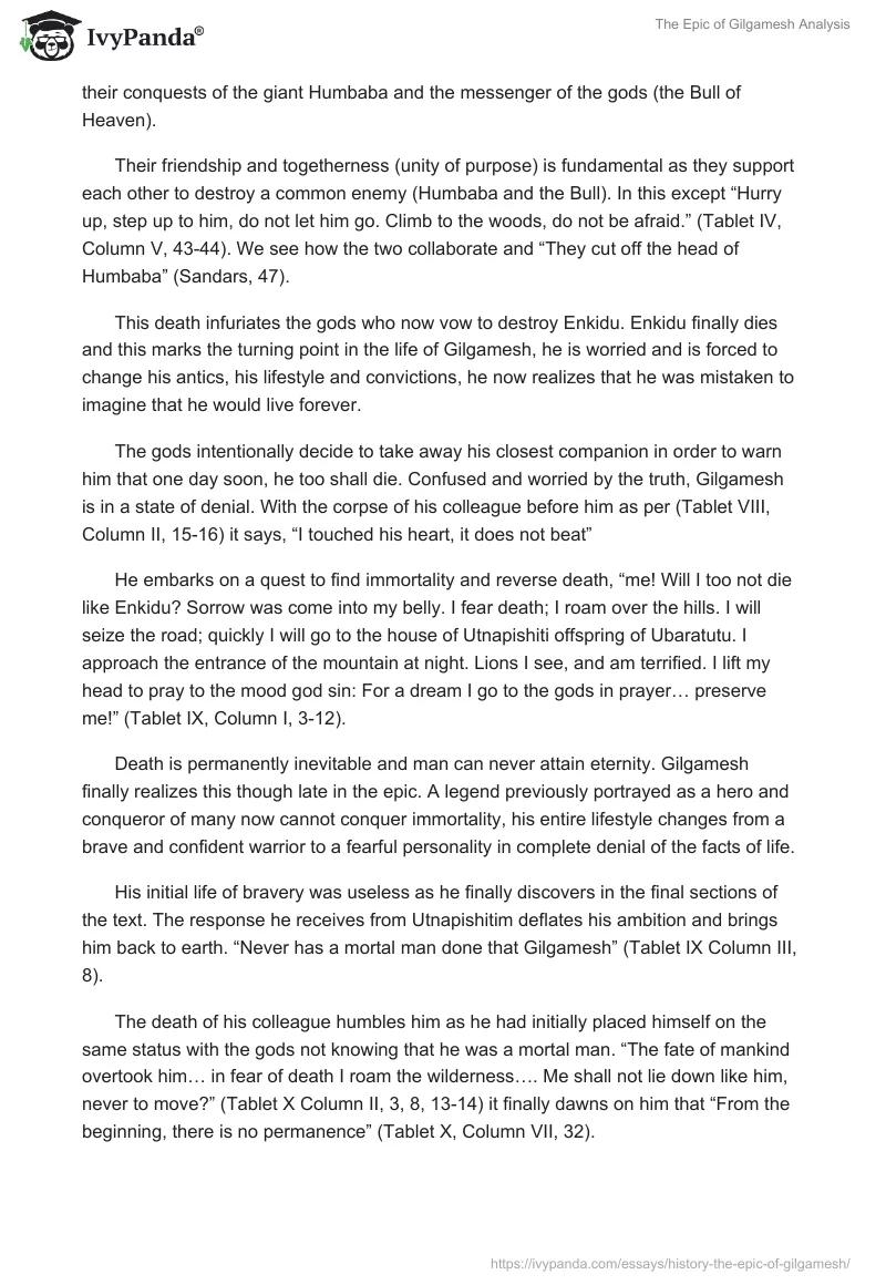 The Epic of Gilgamesh Analysis. Page 2