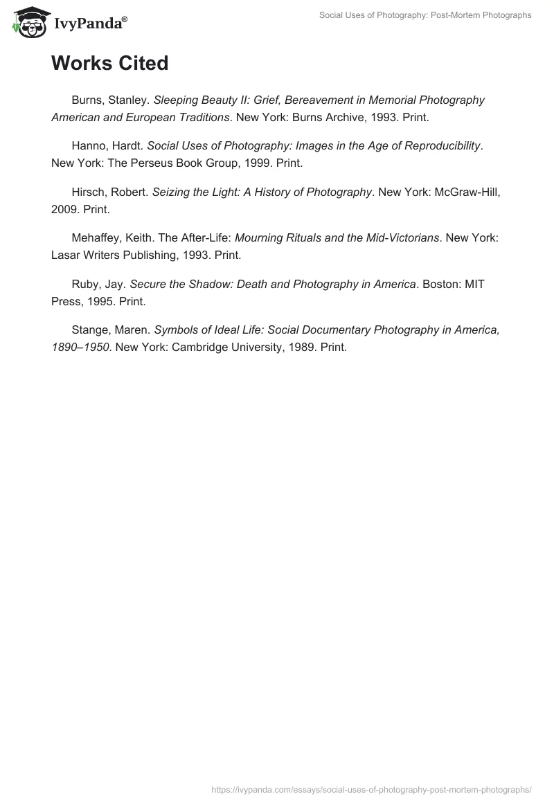 Social Uses of Photography: Post-Mortem Photographs. Page 5
