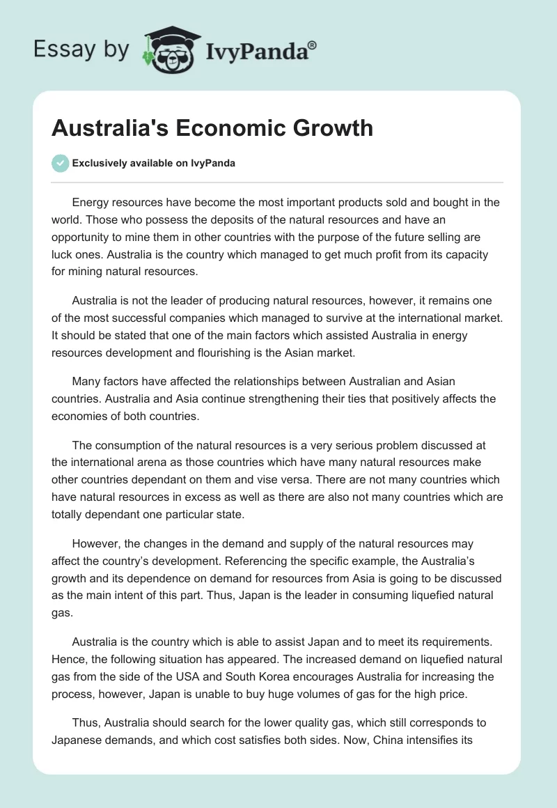 Australia's Economic Growth. Page 1