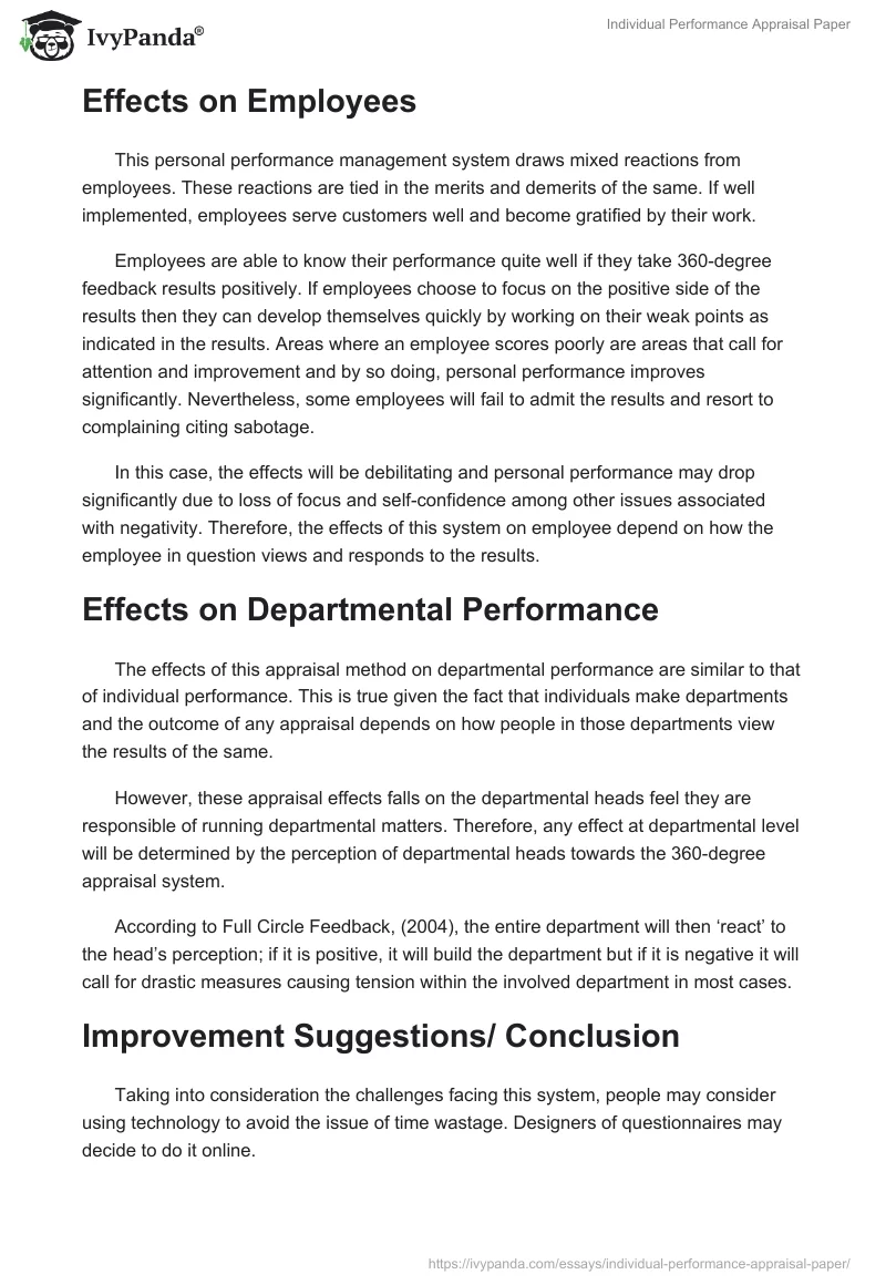 Individual Performance Appraisal Paper. Page 3