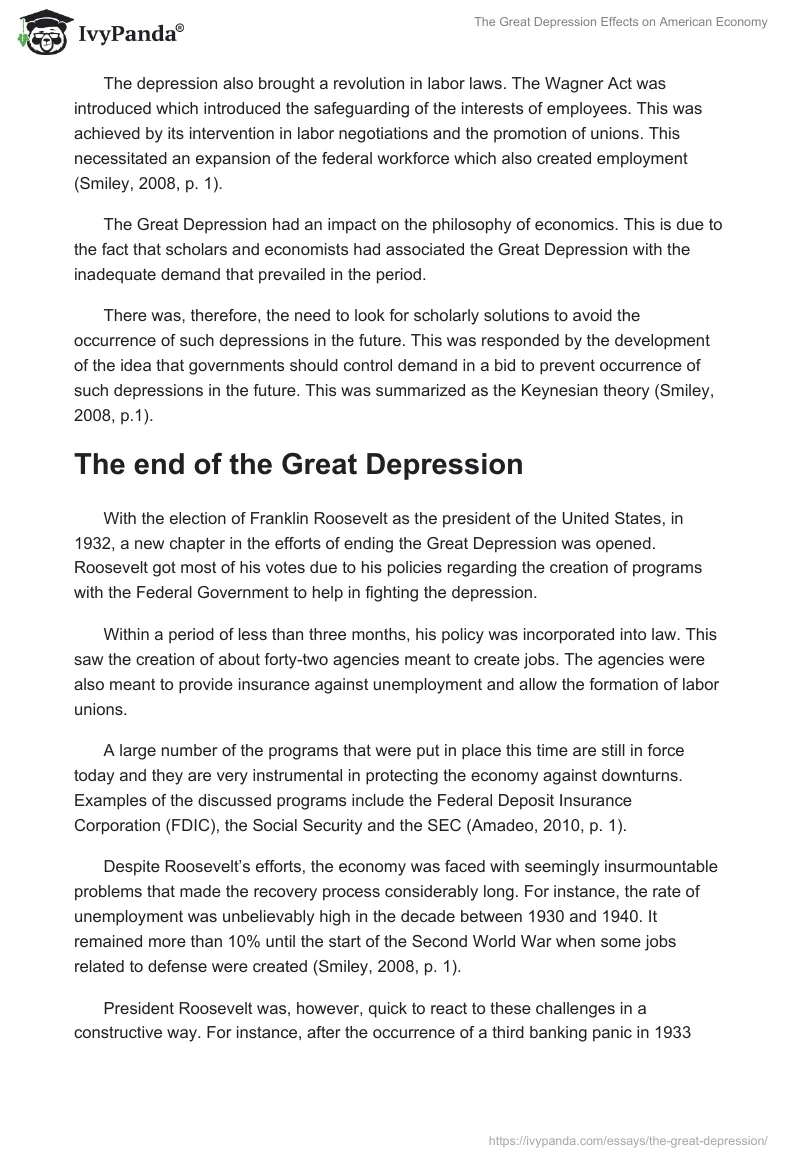 The Great Depression Effects on American Economy. Page 3