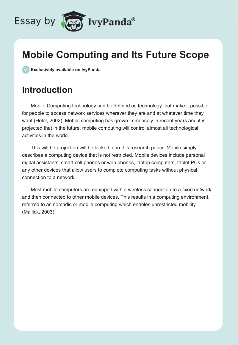 Mobile Computing and Its Future Scope. Page 1
