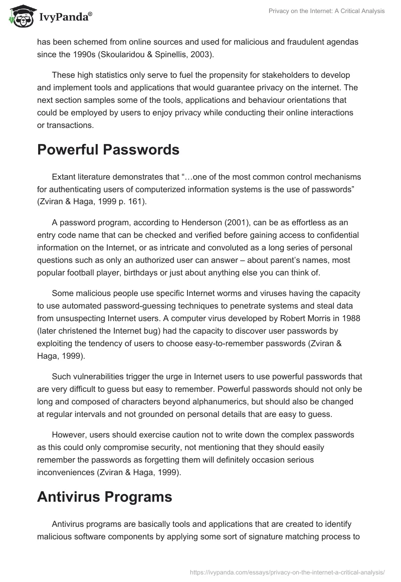Privacy on the Internet: A Critical Analysis. Page 2