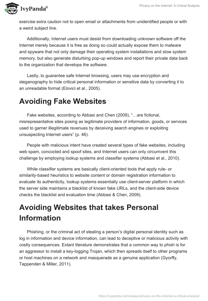Privacy on the Internet: A Critical Analysis. Page 4