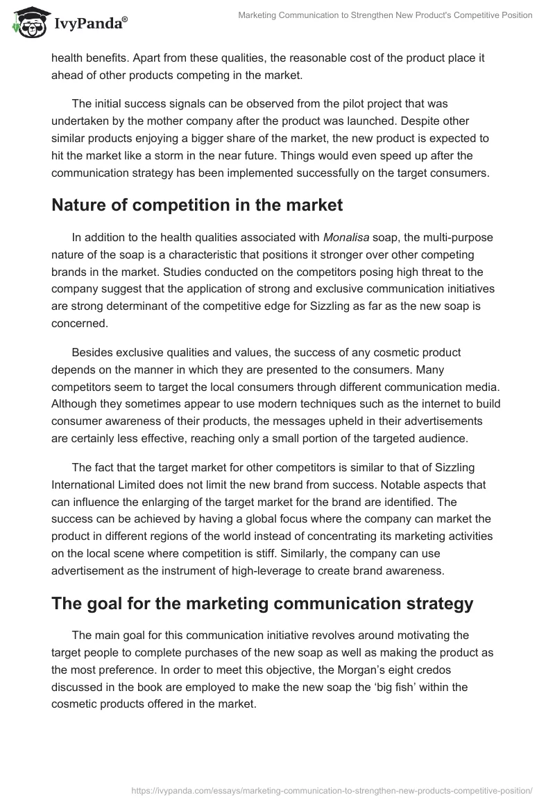 Marketing Communication to Strengthen New Product's Competitive Position. Page 3