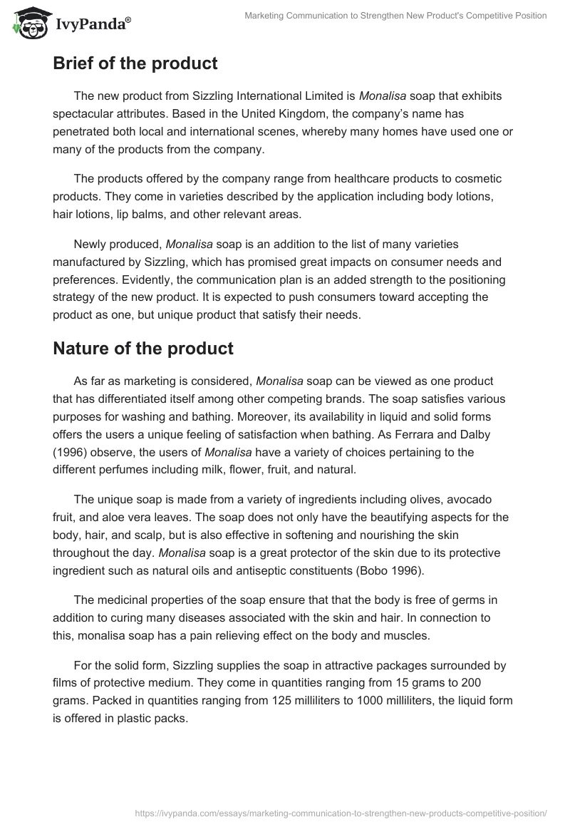 Marketing Communication to Strengthen New Product's Competitive Position. Page 5