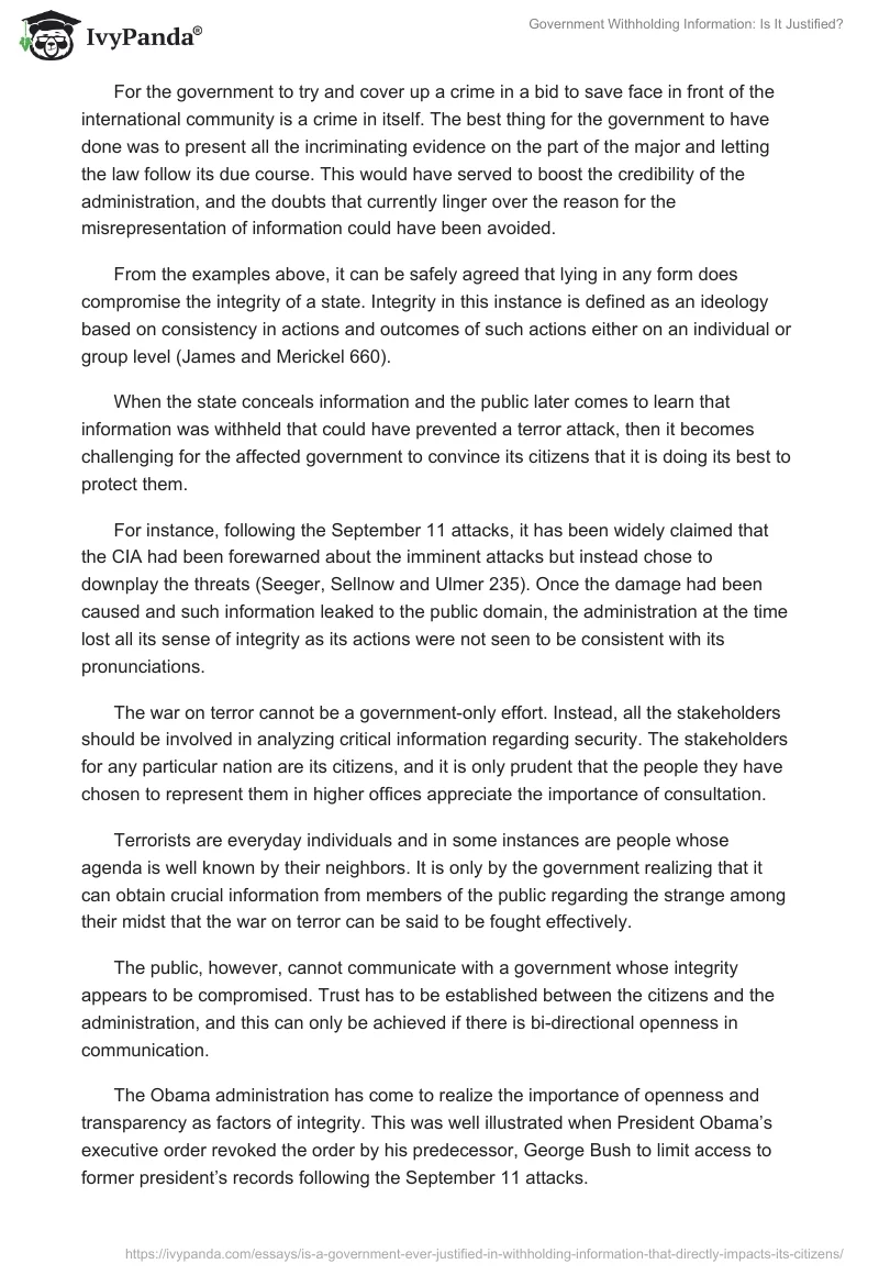 Government Withholding Information: Is It Justified?. Page 2