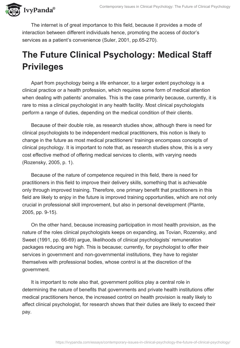 Contemporary Issues in Clinical Psychology: The Future of Clinical Psychology. Page 3