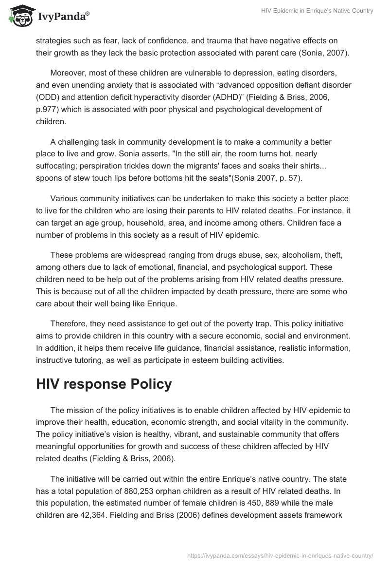 HIV Epidemic in Enrique’s Native Country. Page 2