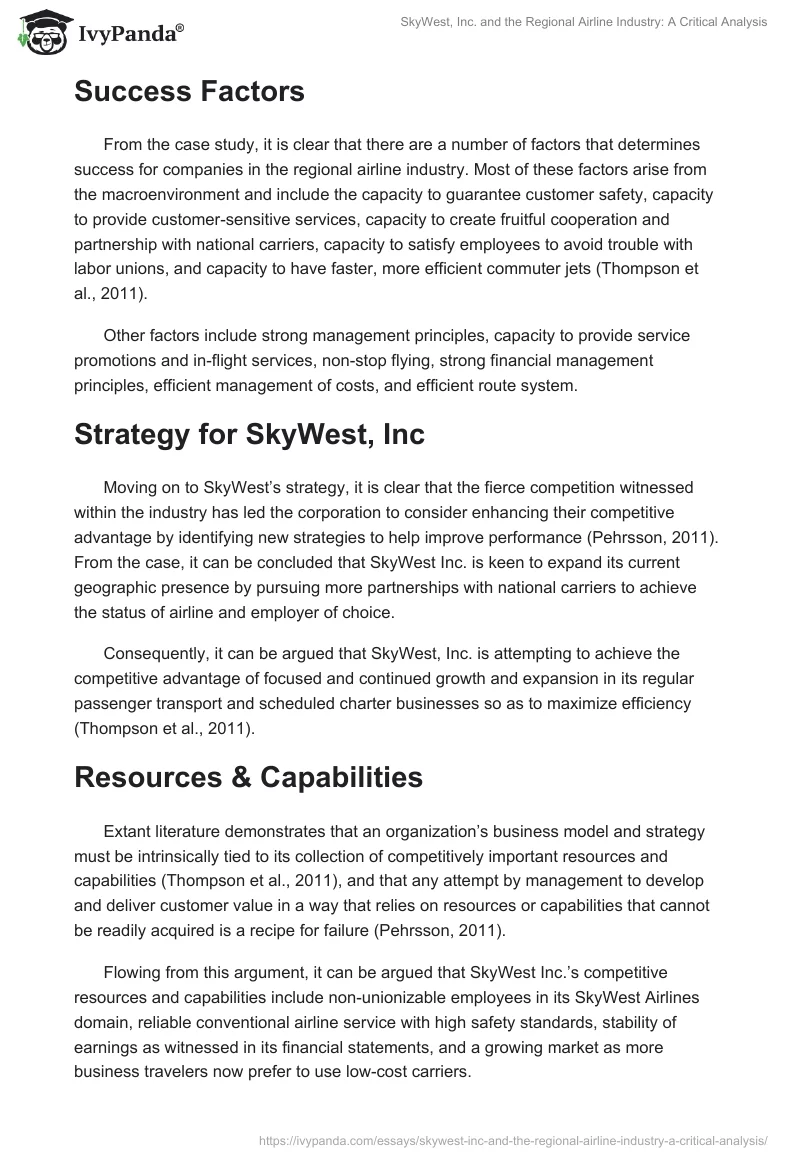 SkyWest, Inc. and the Regional Airline Industry: A Critical Analysis. Page 3