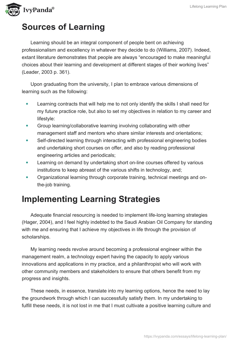 Lifelong Learning Plan. Page 3