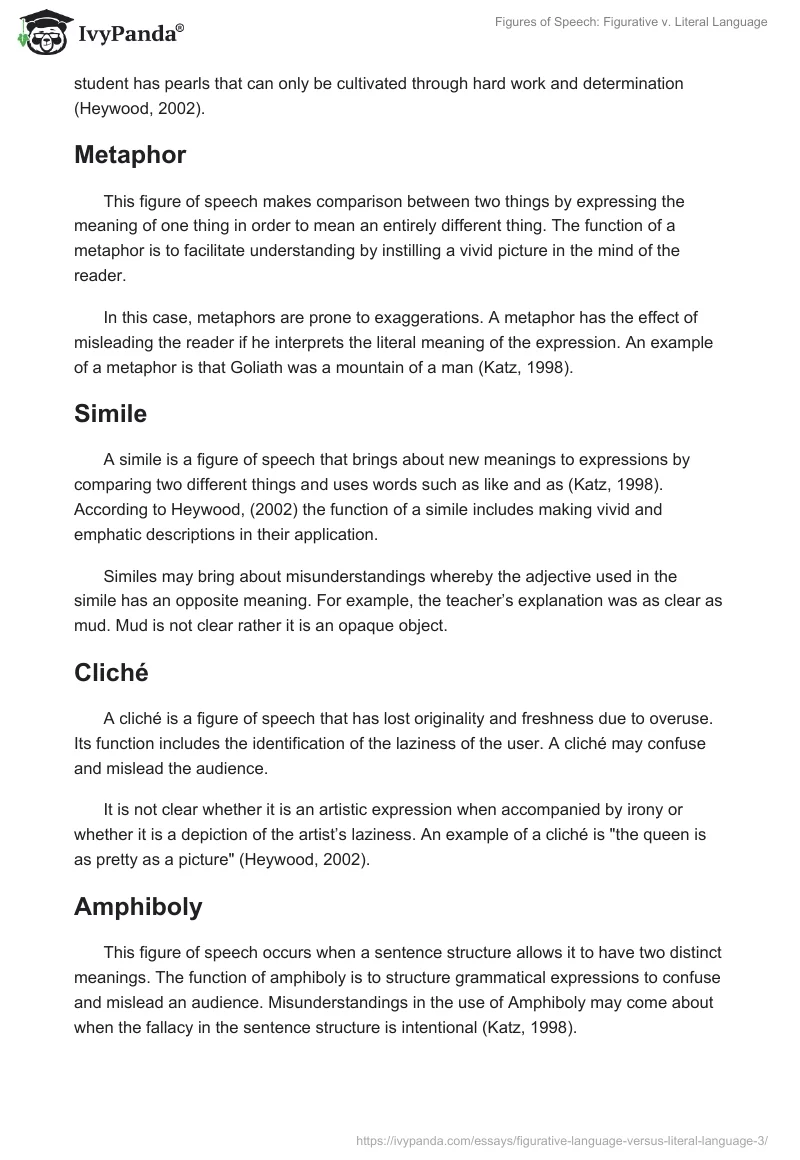 Figures of Speech: Figurative v. Literal Language. Page 2