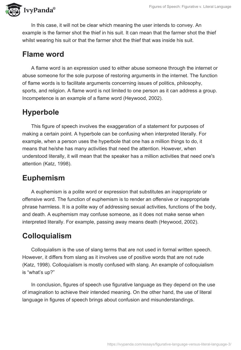 Figures of Speech: Figurative v. Literal Language. Page 3