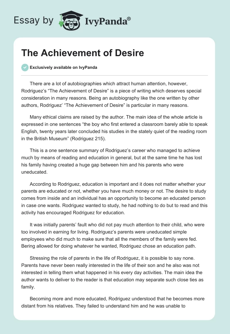 The Achievement of Desire. Page 1
