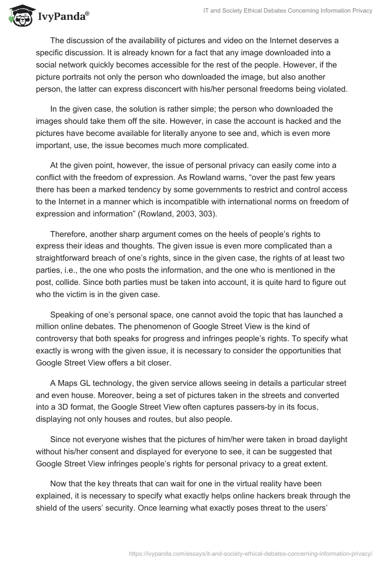 IT and Society Ethical Debates Concerning Information Privacy. Page 3