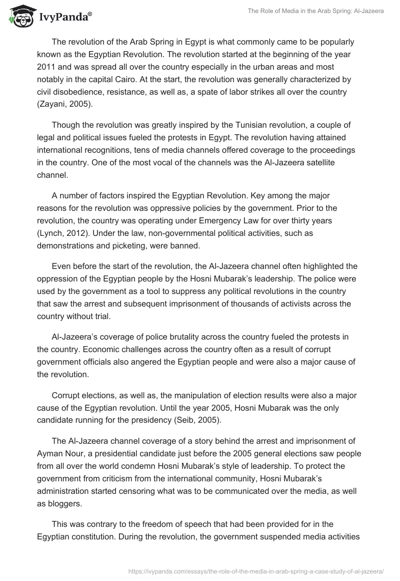 The Role of Media in the Arab Spring: Al-Jazeera. Page 3