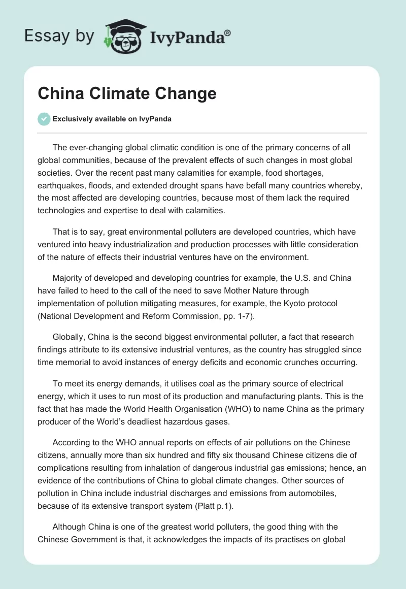 China Climate Change. Page 1