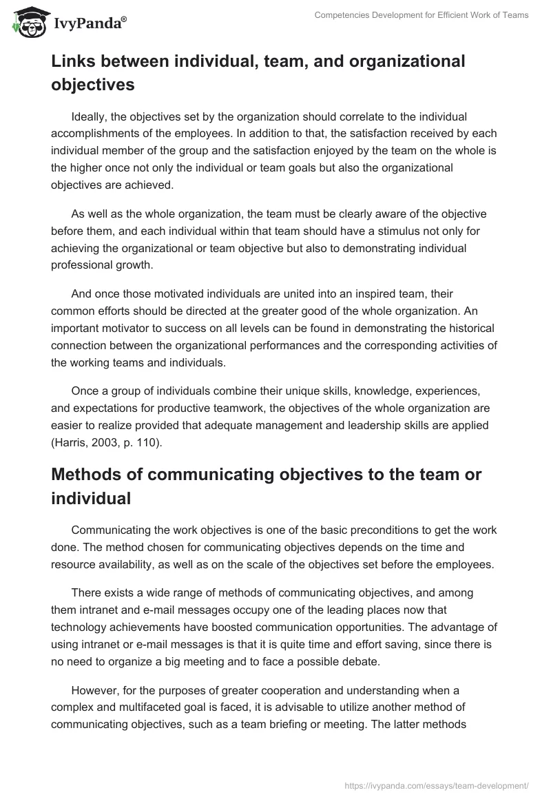 Competencies Development for Efficient Work of Teams. Page 2
