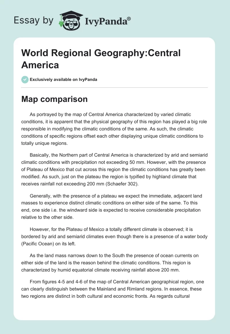 World Regional Geography:Central America. Page 1