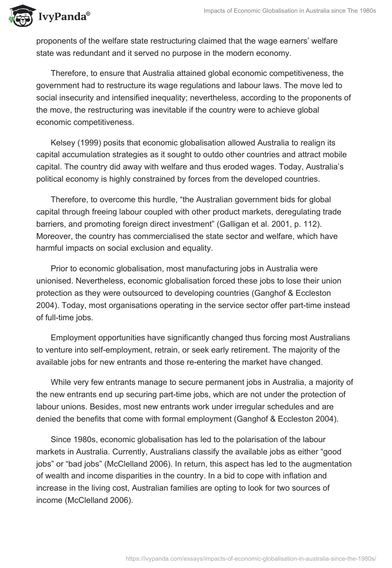 Impacts of Economic Globalisation in Australia since The 1980s. Page 3