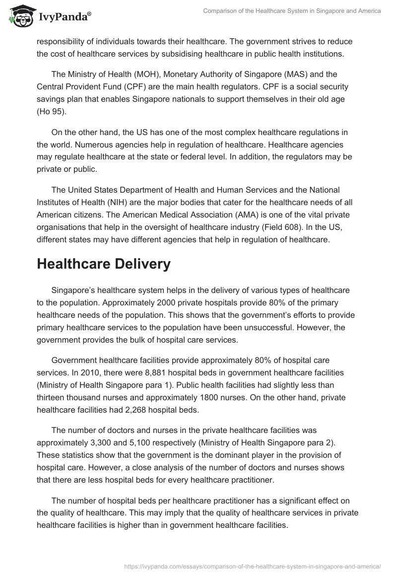 Comparison of the Healthcare System in Singapore and America. Page 2