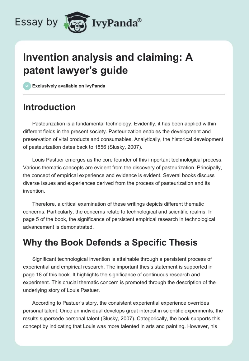 Invention Analysis and Claiming: A Patent Lawyer’s Guide. Page 1