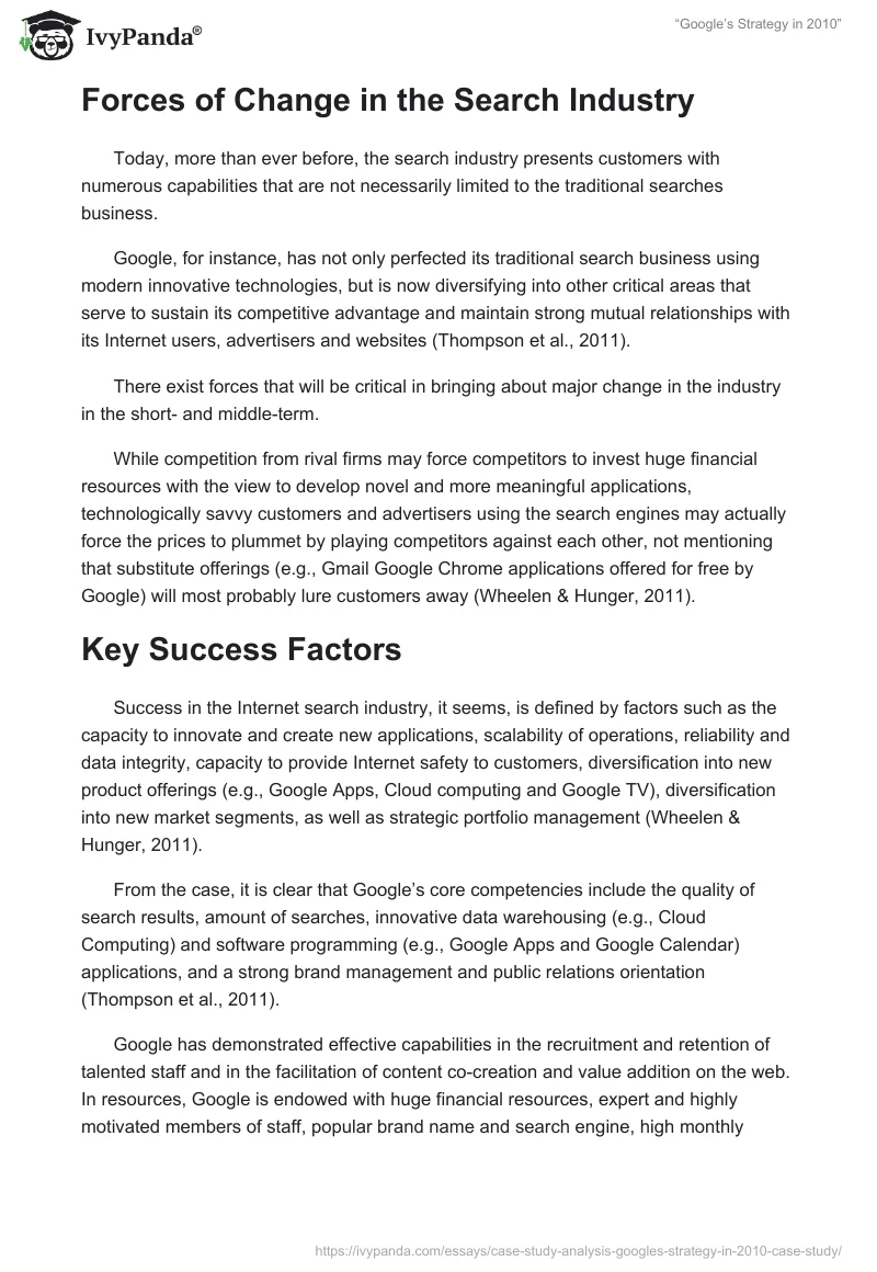 “Google’s Strategy in 2010”. Page 2