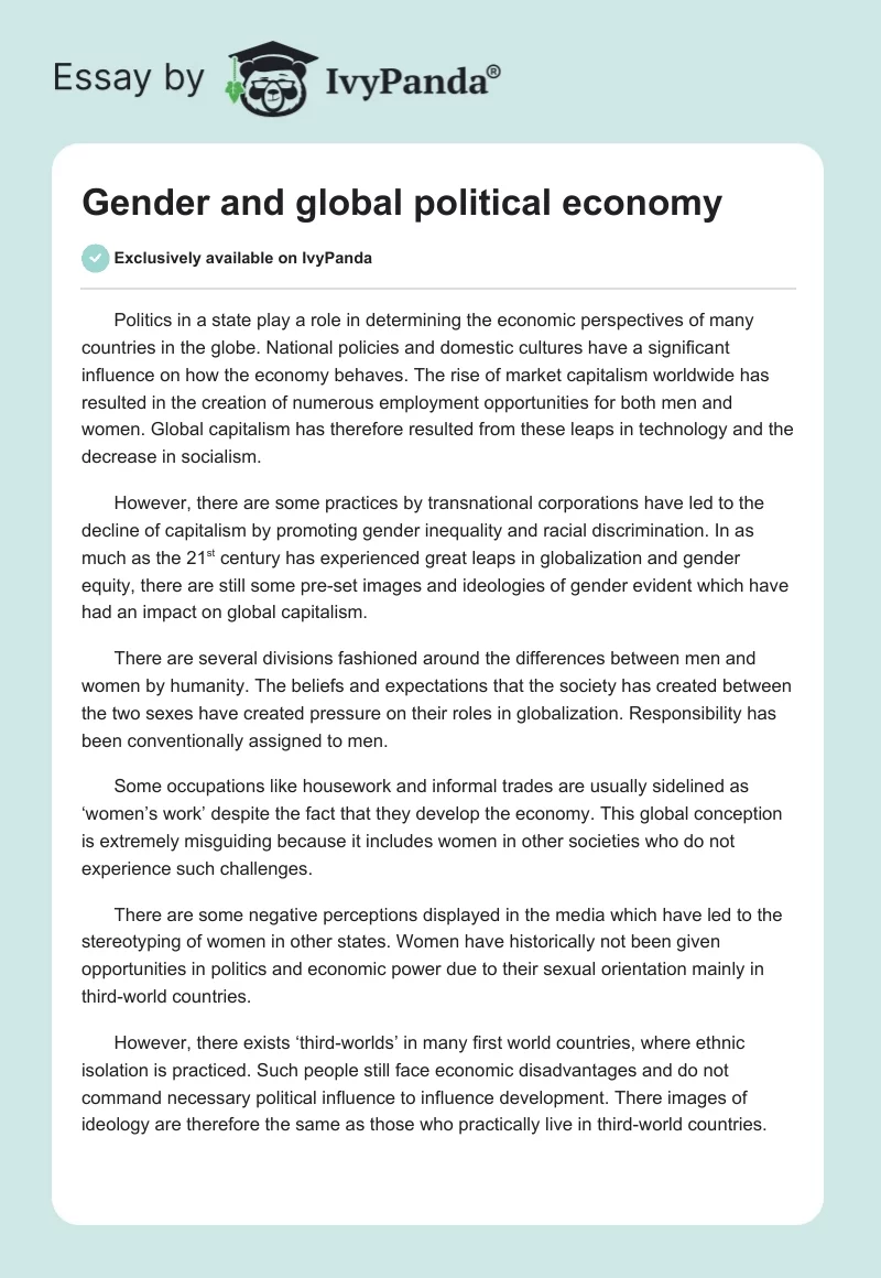 Gender and global political economy. Page 1