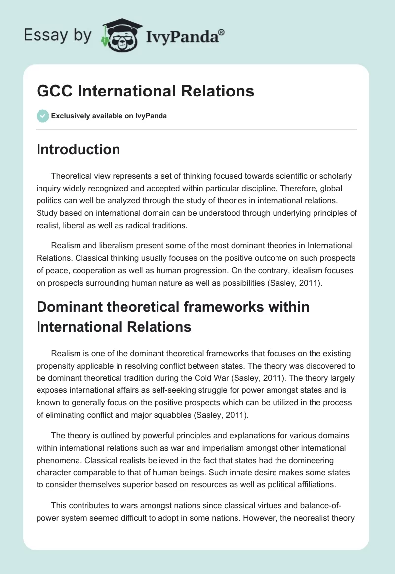 GCC International Relations. Page 1